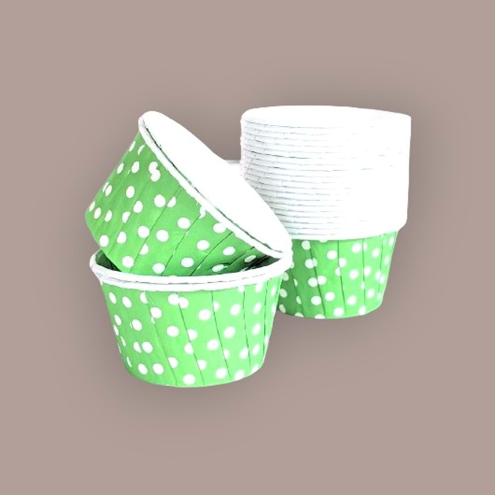 MUFFİN KEK KAPSÜLÜ - 50Lİ - YEŞİL PUANTİYELİ