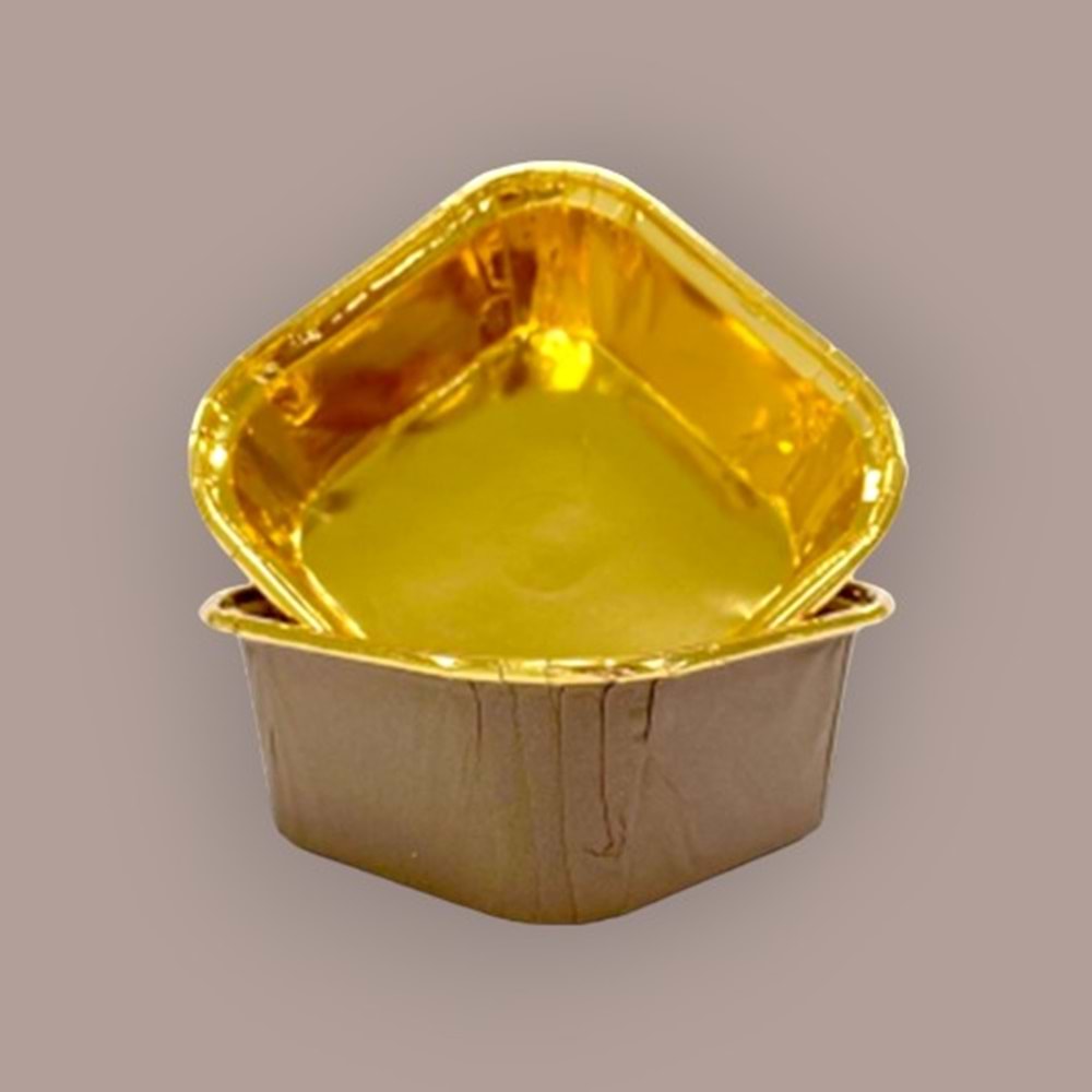 MUFFİN KEK KAPSÜLÜ - 25Lİ - KARE - KAHVERENGİ İÇİ GOLD