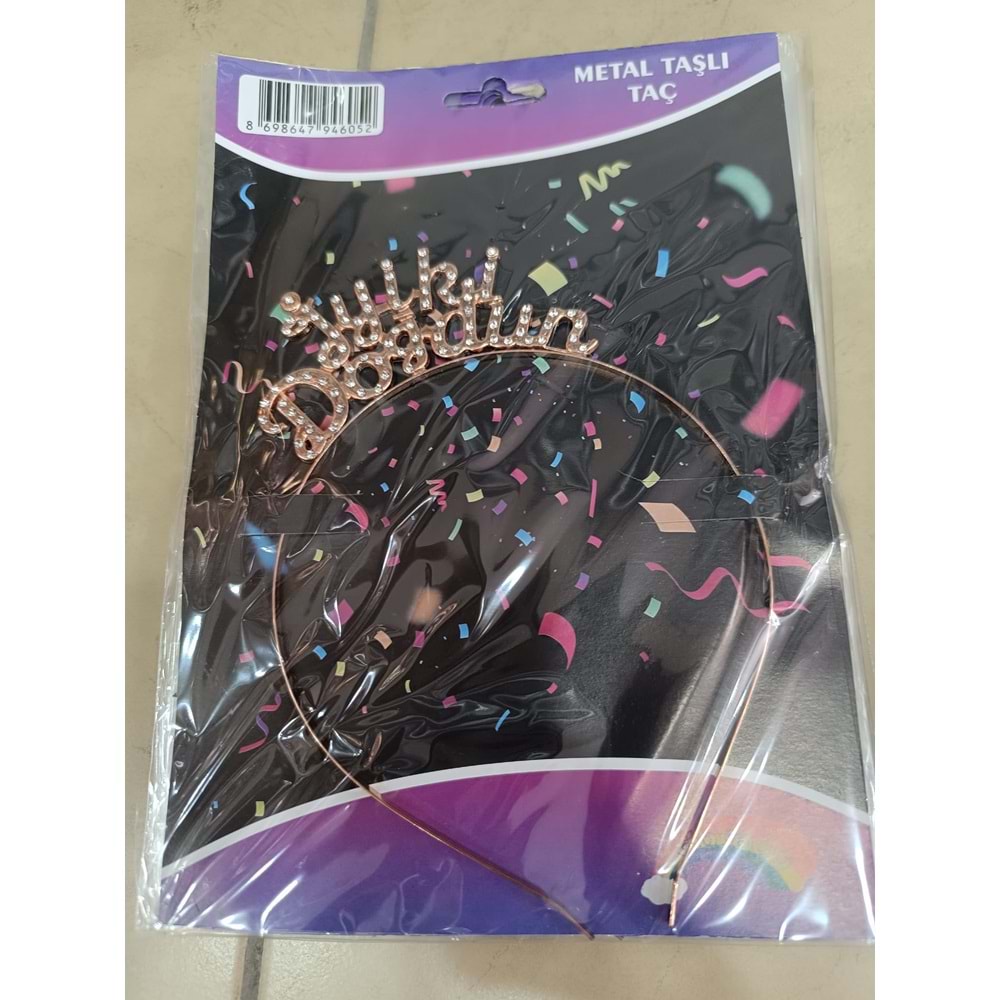 METAL TAÇ TAŞLI - İYİKİ DOĞDUN - ROSE GOLD