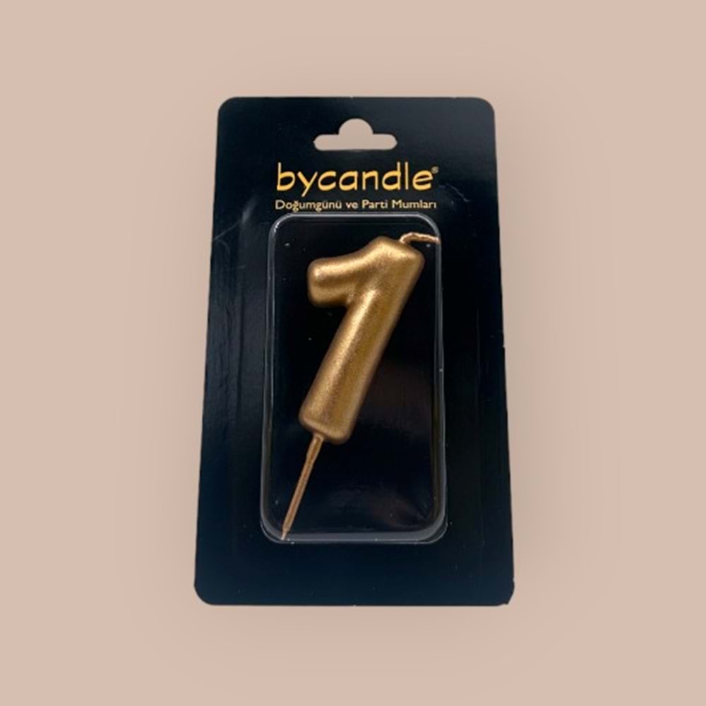 BYCANDLE - RAKAM MUM - 1 - ALTIN - 6 CM