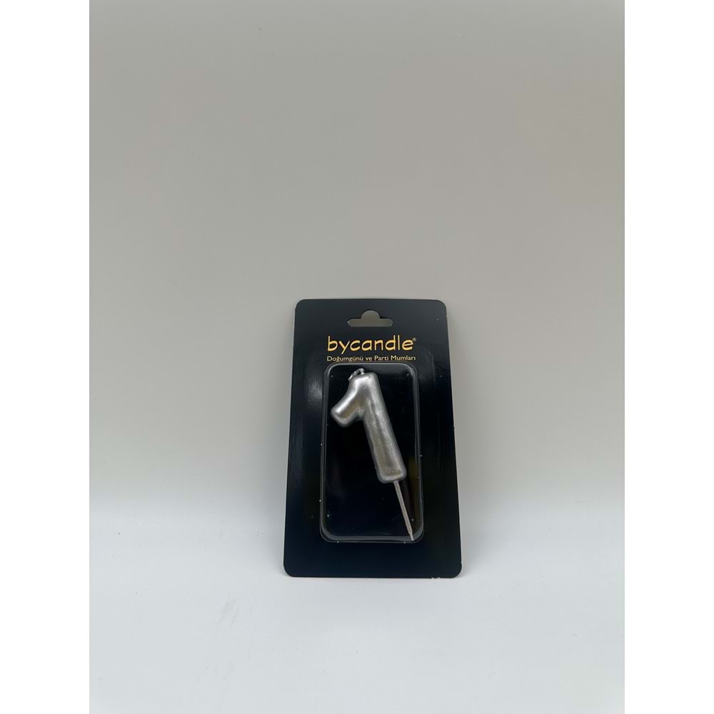 BYCANDLE - RAKAM MUM - 1 - GÜMÜŞ - 6 CM
