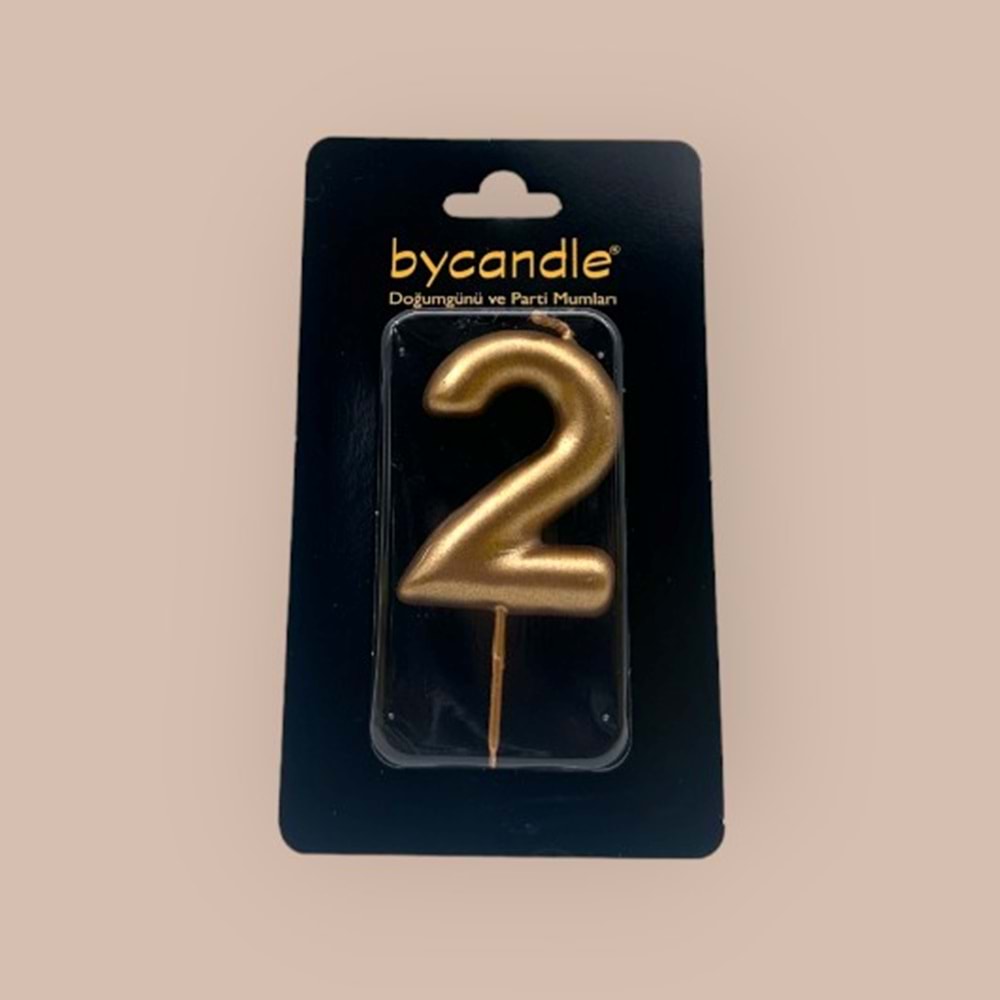 BYCANDLE - RAKAM MUM - 2 - ALTIN - 6 CM