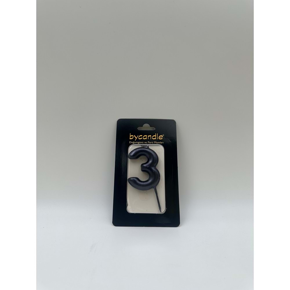 BYCANDLE - RAKAM MUM - 3 - SİYAH - 6 CM
