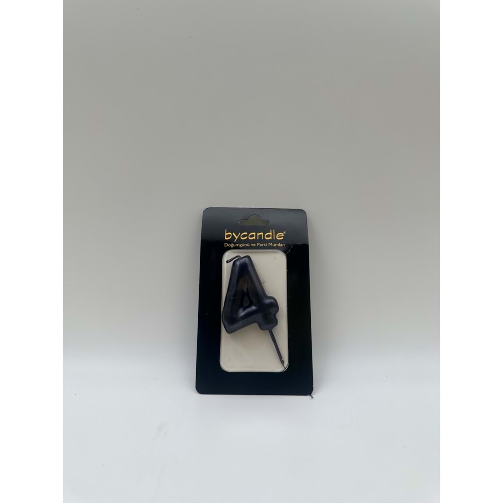 BYCANDLE - RAKAM MUM - 4 - SİYAH - 6 CM