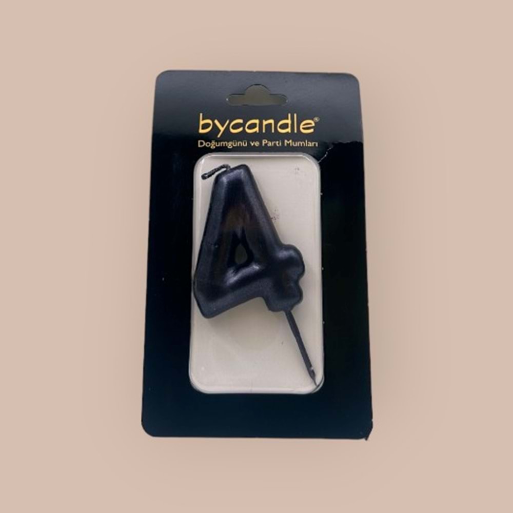 BYCANDLE - RAKAM MUM - 4 - SİYAH - 6 CM