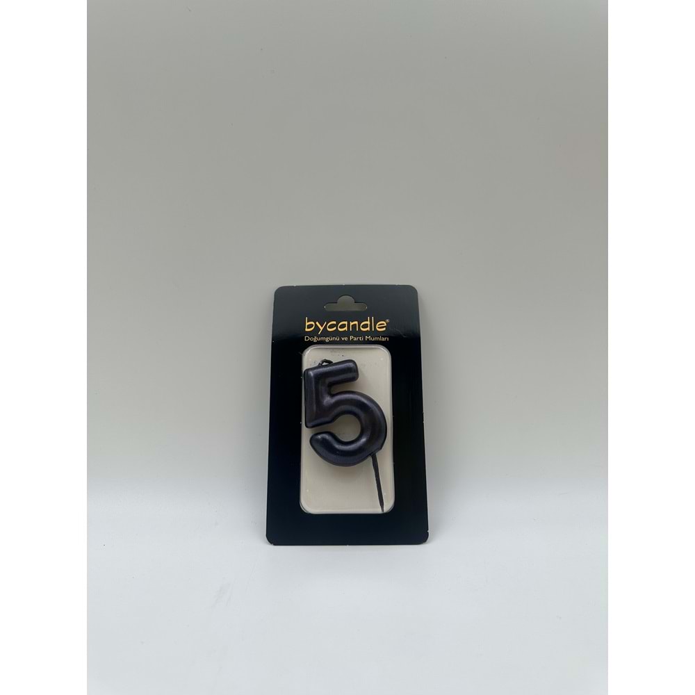 BYCANDLE - RAKAM MUM - 5 - SİYAH - 6 CM