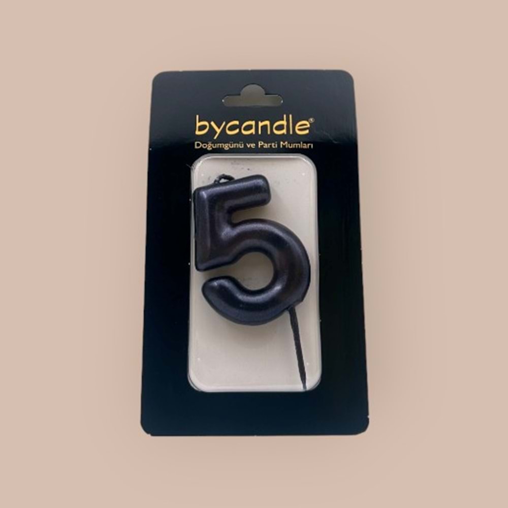 BYCANDLE - RAKAM MUM - 5 - SİYAH - 6 CM