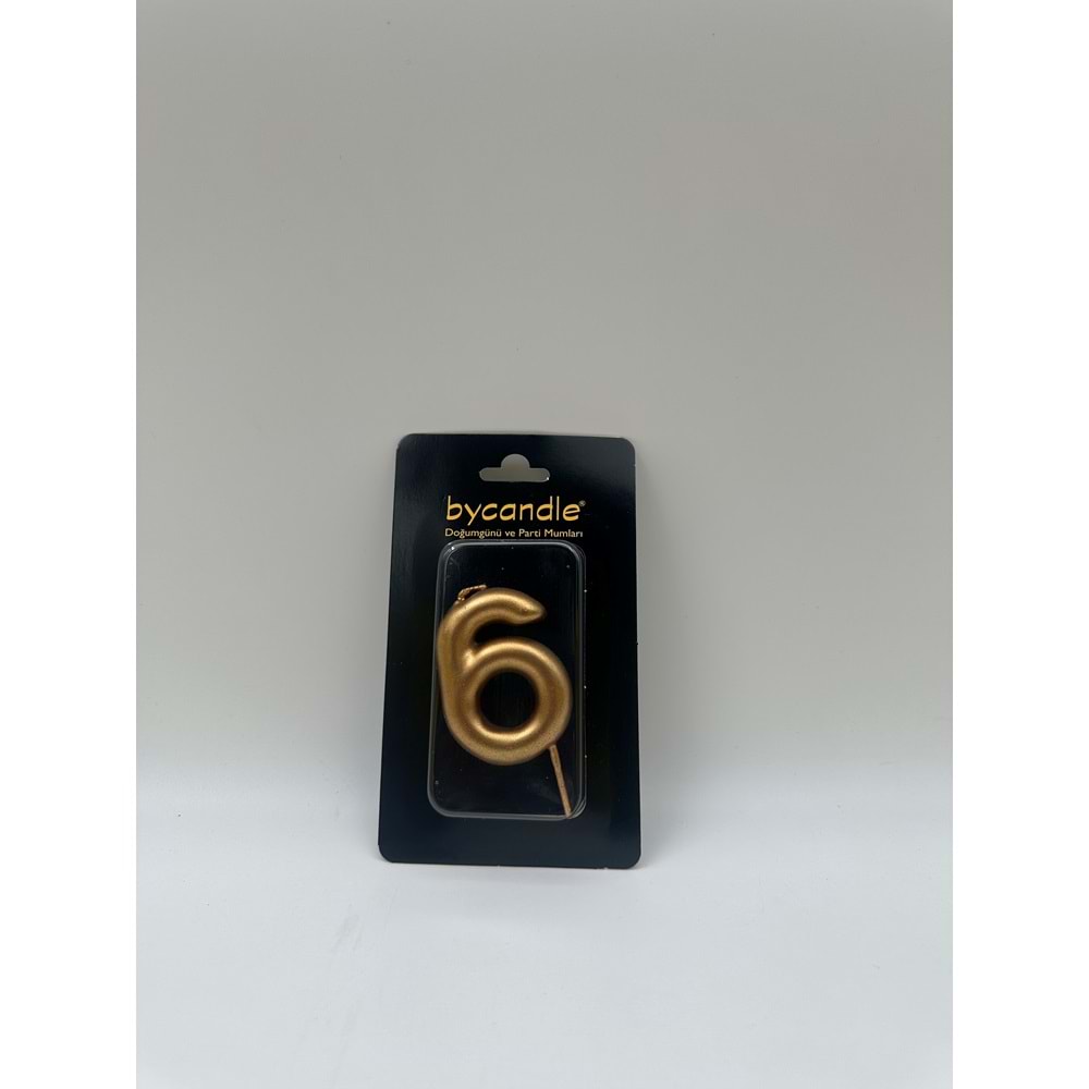 BYCANDLE - RAKAM MUM - 6 - ALTIN - 6 CM