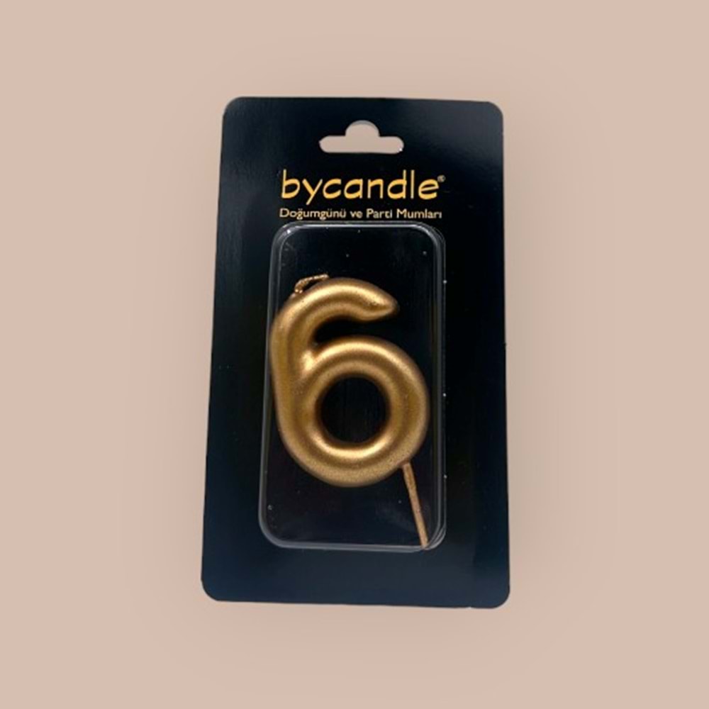 BYCANDLE - RAKAM MUM - 6 - ALTIN - 6 CM
