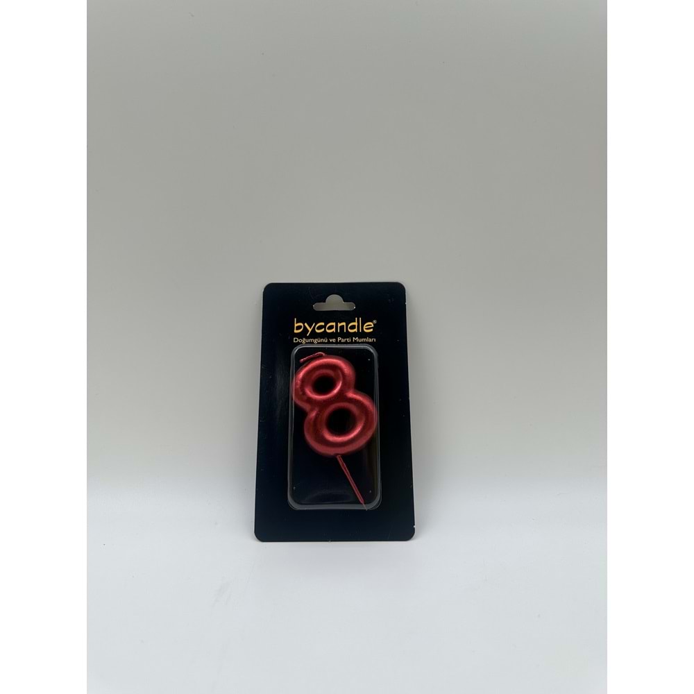 BYCANDLE - RAKAM MUM - 8 - KIRMIZI - 6 CM