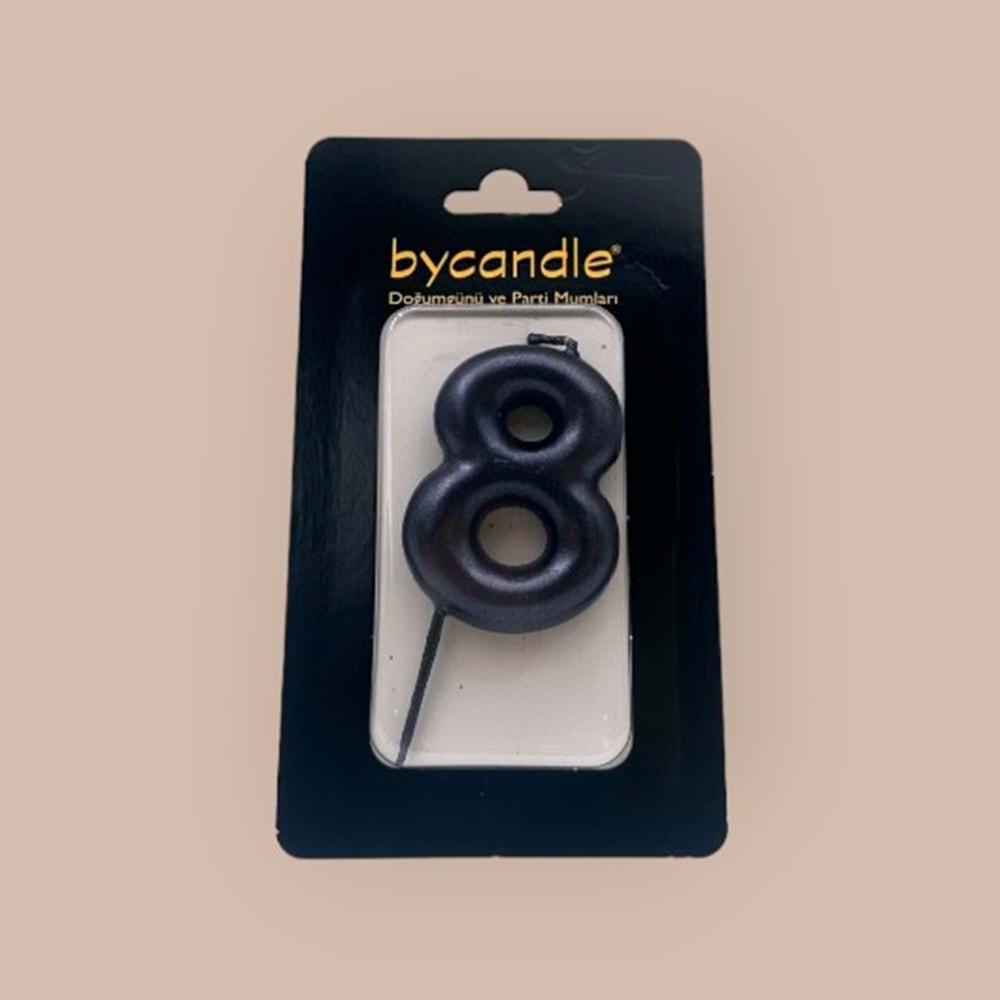 BYCANDLE - RAKAM MUM - 8 - SİYAH - 6 CM