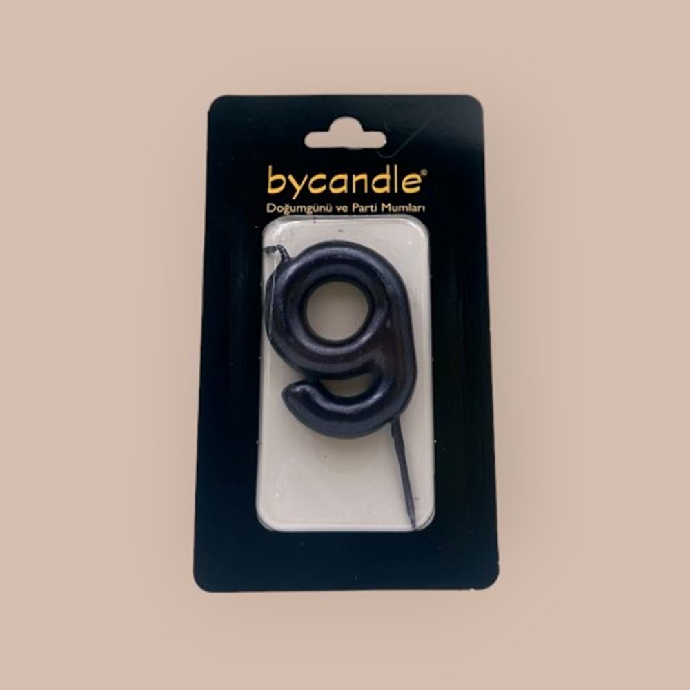 BYCANDLE - RAKAM MUM - 9 - SİYAH - 6 CM