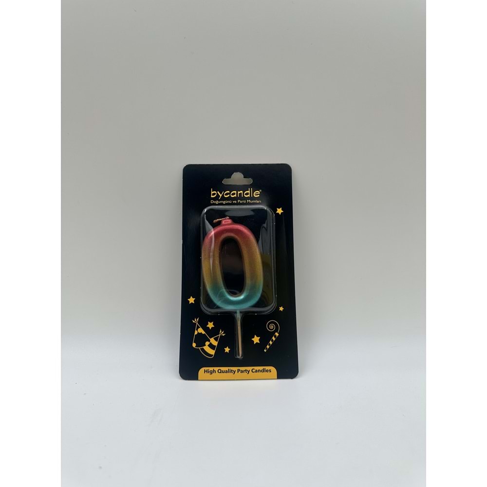 BYCANDLE - RAKAM MUM - RAINBOW - 0 - ALTIN - 7 CM