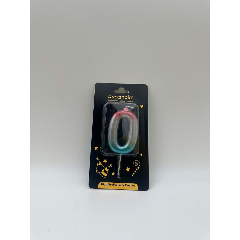 BYCANDLE - RAKAM MUM - RAINBOW - 0 - GÜMÜŞ - 7 CM