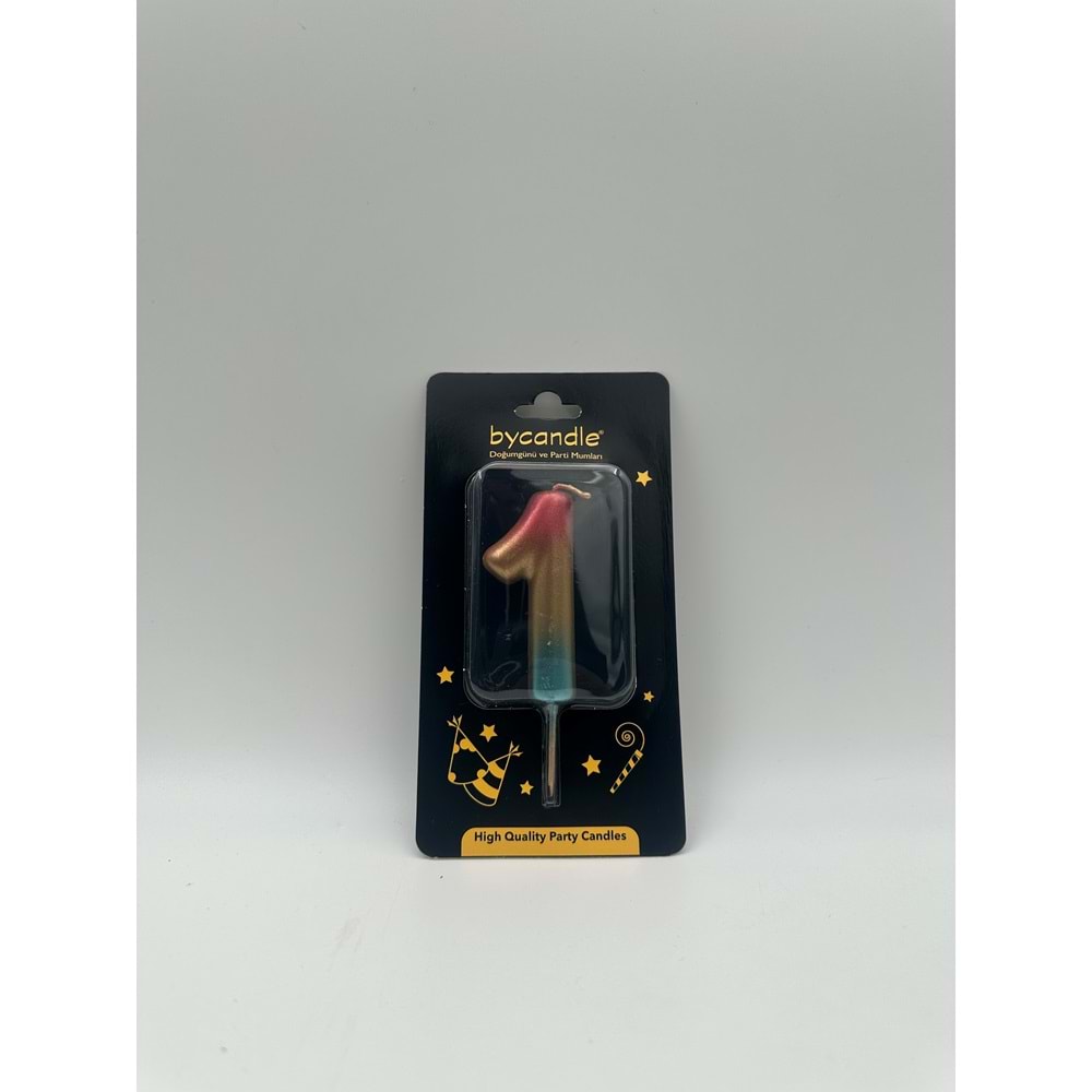 BYCANDLE - RAKAM MUM - RAINBOW - 1 - ALTIN - 7 CM