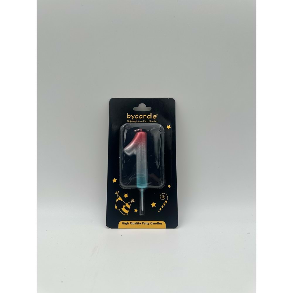 BYCANDLE - RAKAM MUM - RAINBOW - 1 - GÜMÜŞ - 7 CM