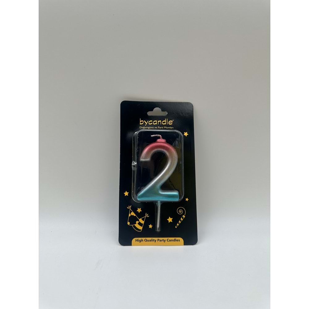 BYCANDLE - RAKAM MUM - RAINBOW - 2 - GÜMÜŞ - 7 CM