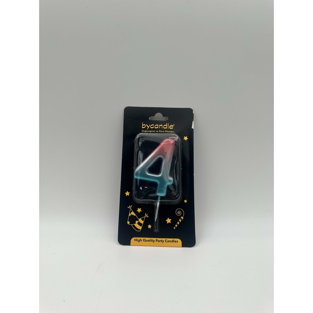 BYCANDLE - RAKAM MUM - RAINBOW - 4 - GÜMÜŞ - 7 CM