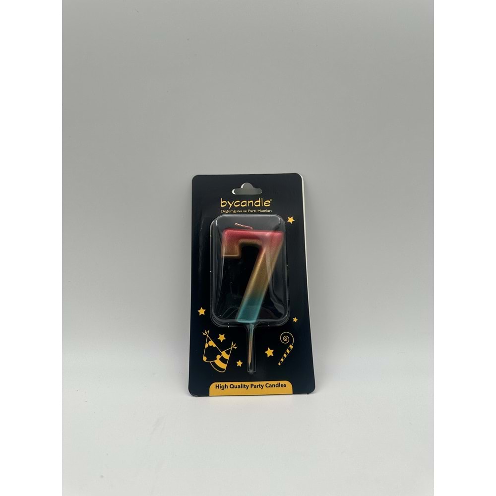 BYCANDLE - RAKAM MUM - RAINBOW - 7 - ALTIN - 7 CM