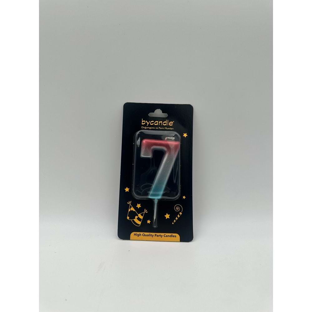 BYCANDLE - RAKAM MUM - RAINBOW - 7 - GÜMÜŞ - 7 CM