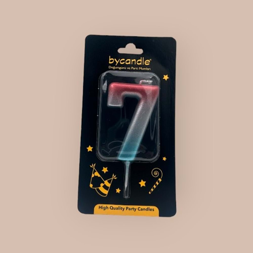 BYCANDLE - RAKAM MUM - RAINBOW - 7 - GÜMÜŞ - 7 CM