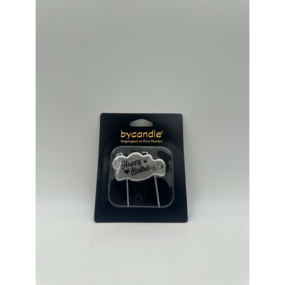 BYCANDLE - MUM - HAPPYBIRTHDAY - GÜMÜŞ - 4X7 CM