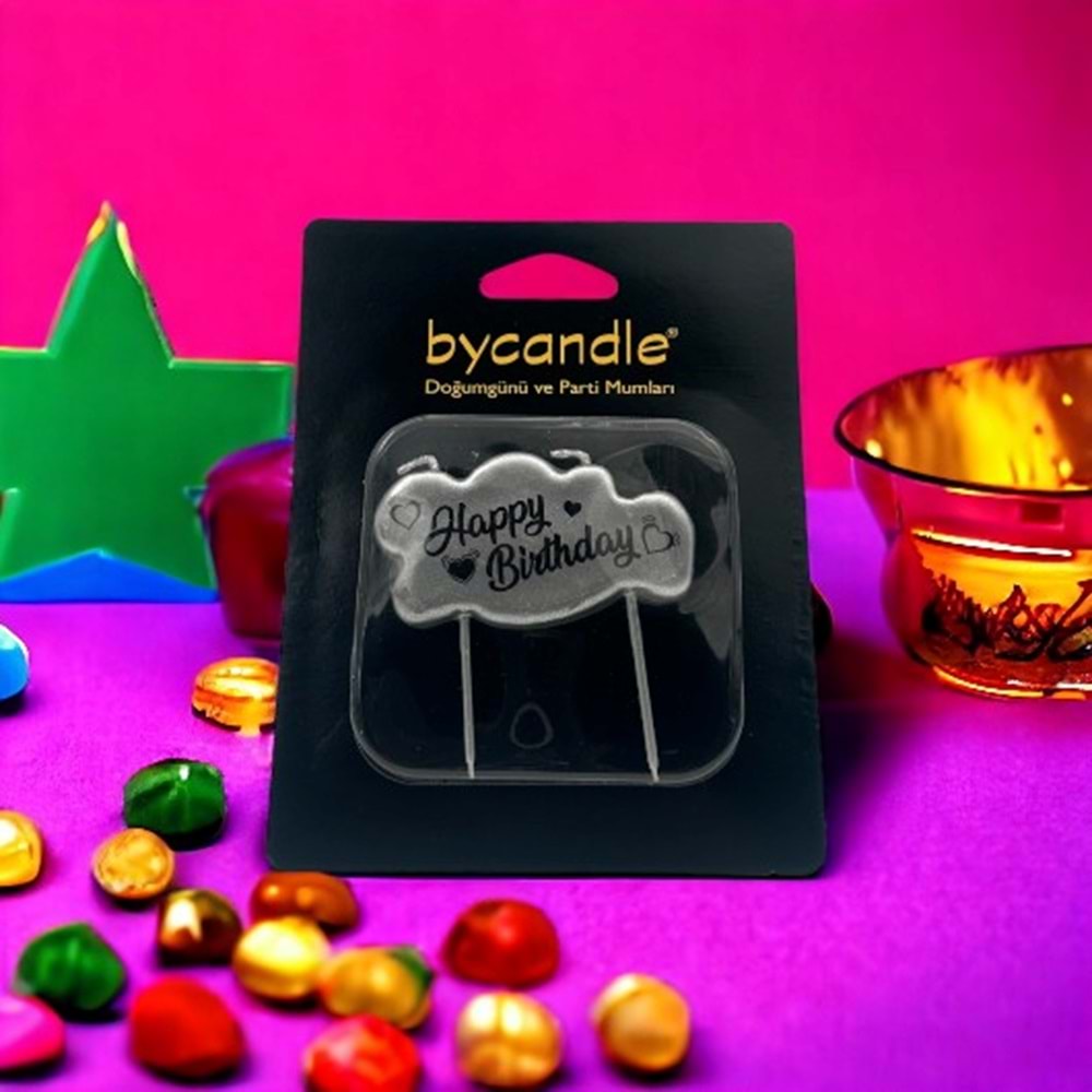 BYCANDLE - MUM - HAPPYBIRTHDAY - GÜMÜŞ - 4X7 CM