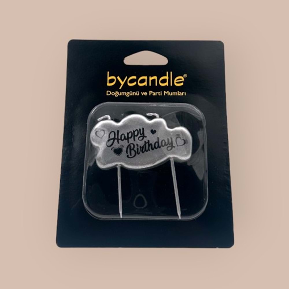 BYCANDLE - MUM - HAPPYBIRTHDAY - GÜMÜŞ - 4X7 CM