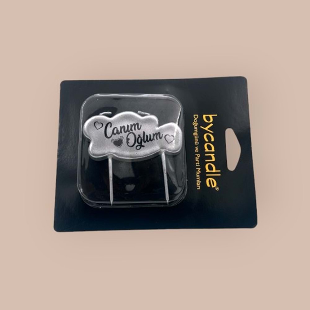 BYCANDLE - MUM - CANIM OĞLUM - GÜMÜŞ - 4X7 CM