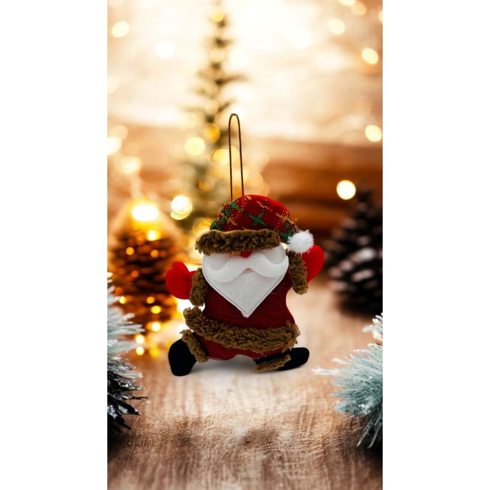 Klasik Noel Baba Figürü - Keçe Yılbaşı Ağacı Süsü - 15 cm