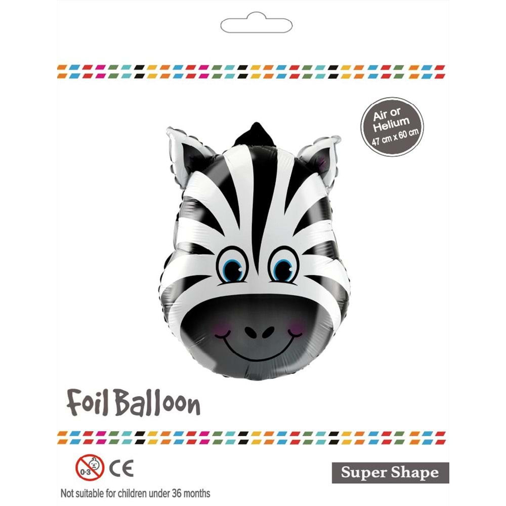 Zebra Kafası Folyo Balon - 47x60cm