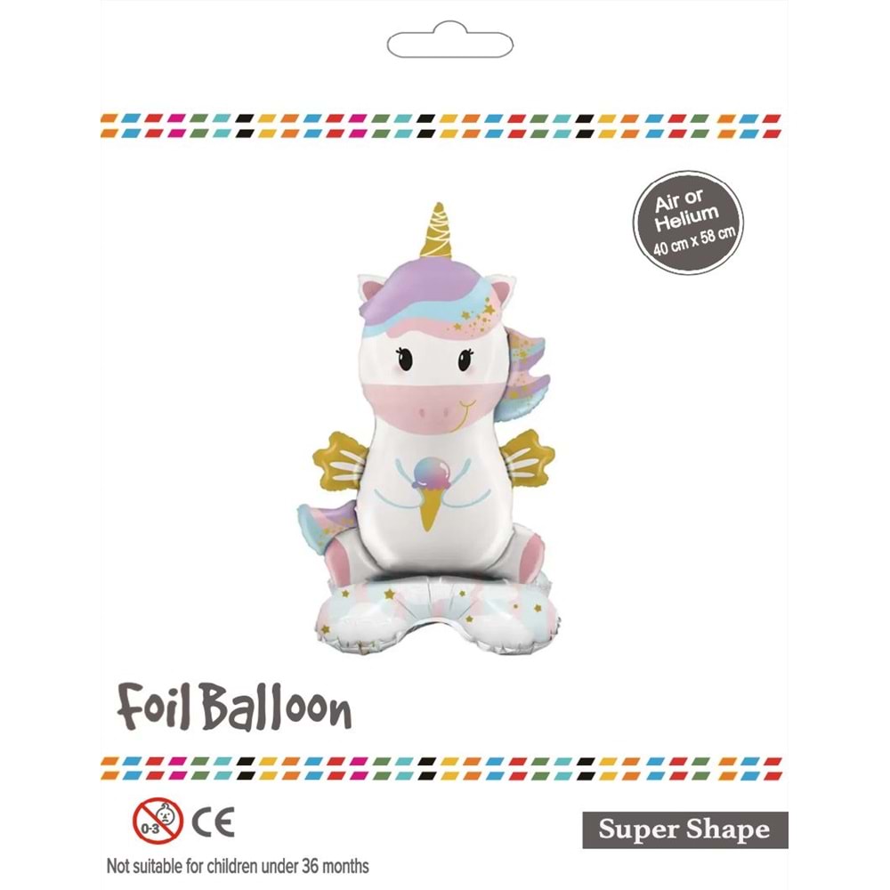 Ayaklı Unicorn Folyo Balon - 40x58cm