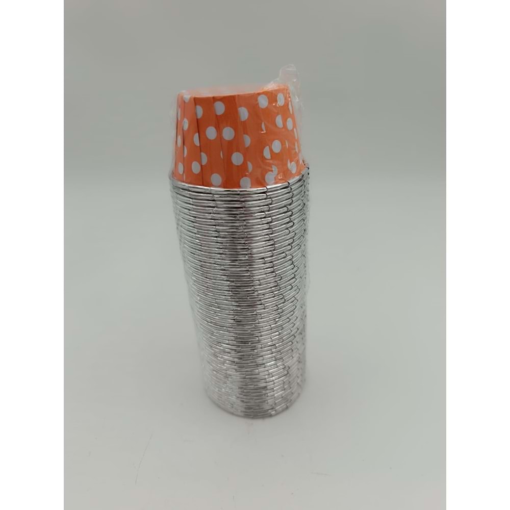 MUFFİN KEK KAPSÜLÜ - 38X65 MM - 50 Lİ - TURUNCU BEYAZ PUANTİYELİ
