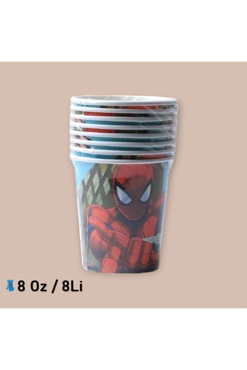 KARTON BARDAK - SPİDERMAN - 8 OZ - 8 Lİ