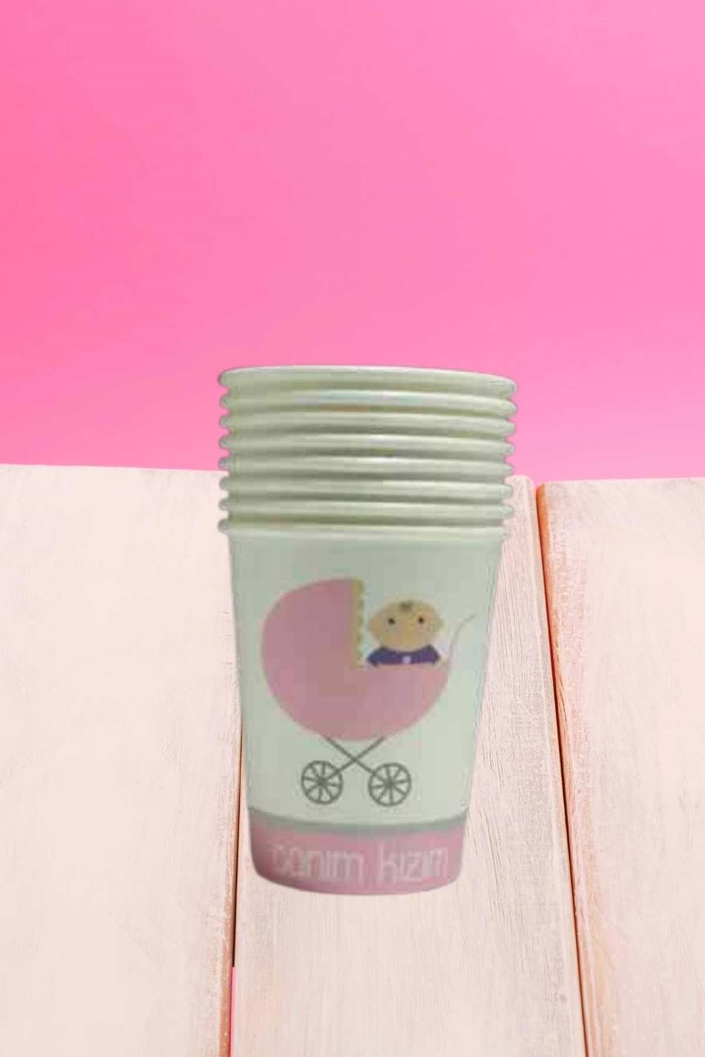 KARTON BARDAK - CANIM KIZIM PEMBE - 8 OZ - 8 Lİ