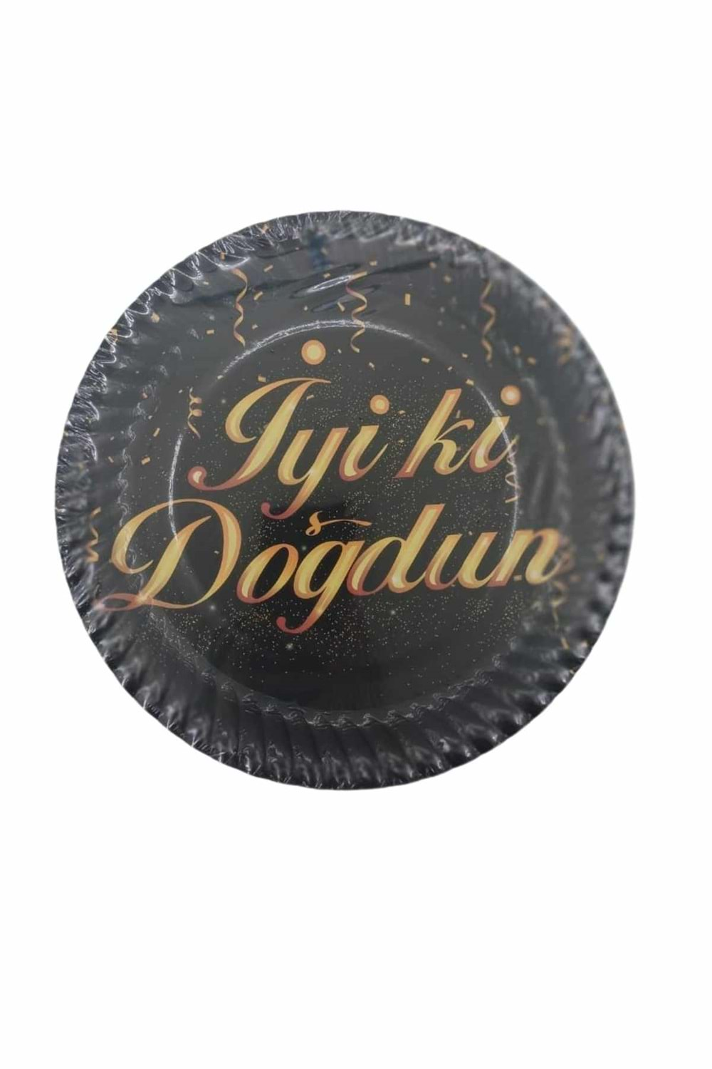 KARTON TABAK - İYİ Kİ DOĞDUN SİYAH - 23 CM - 8 Lİ