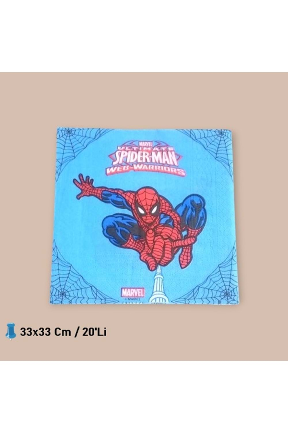 KAĞIT PEÇETE 33x33 CM - SPİDERMAN - 20 Lİ