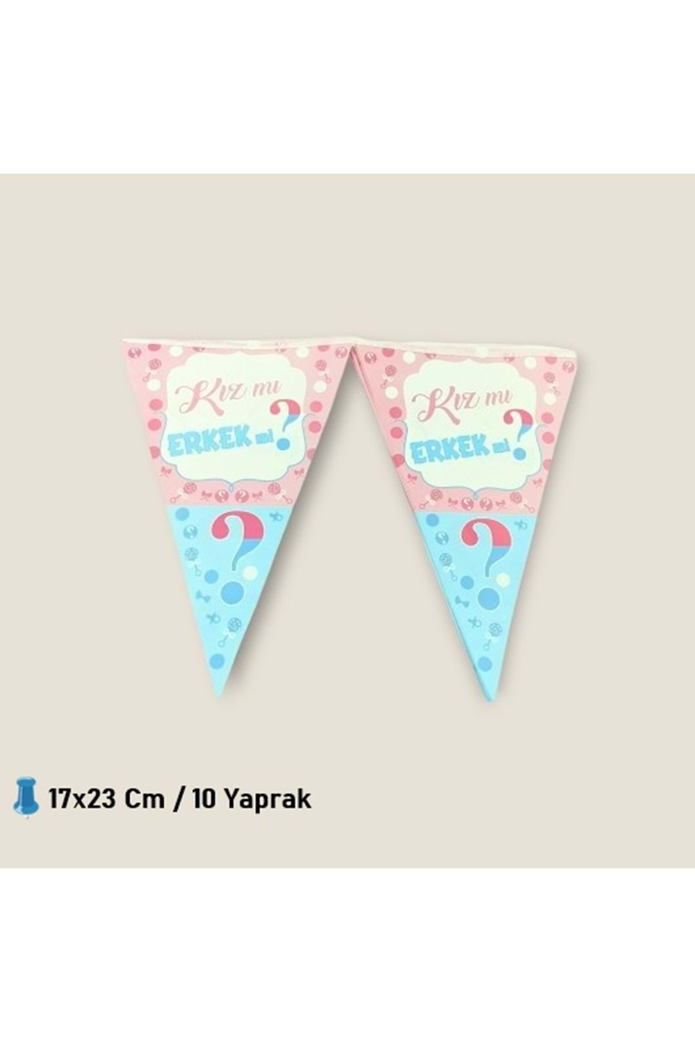 ÜÇGEN FLAMA 10 YAPRAK - KIZ MI ERKEK Mİ - 17X23 CM