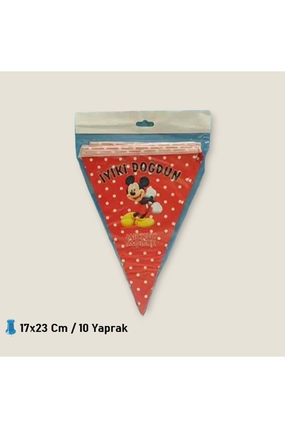 ÜÇGEN FLAMA 10 YAPRAK - MİCKEY MOUSE - 17X23 CM