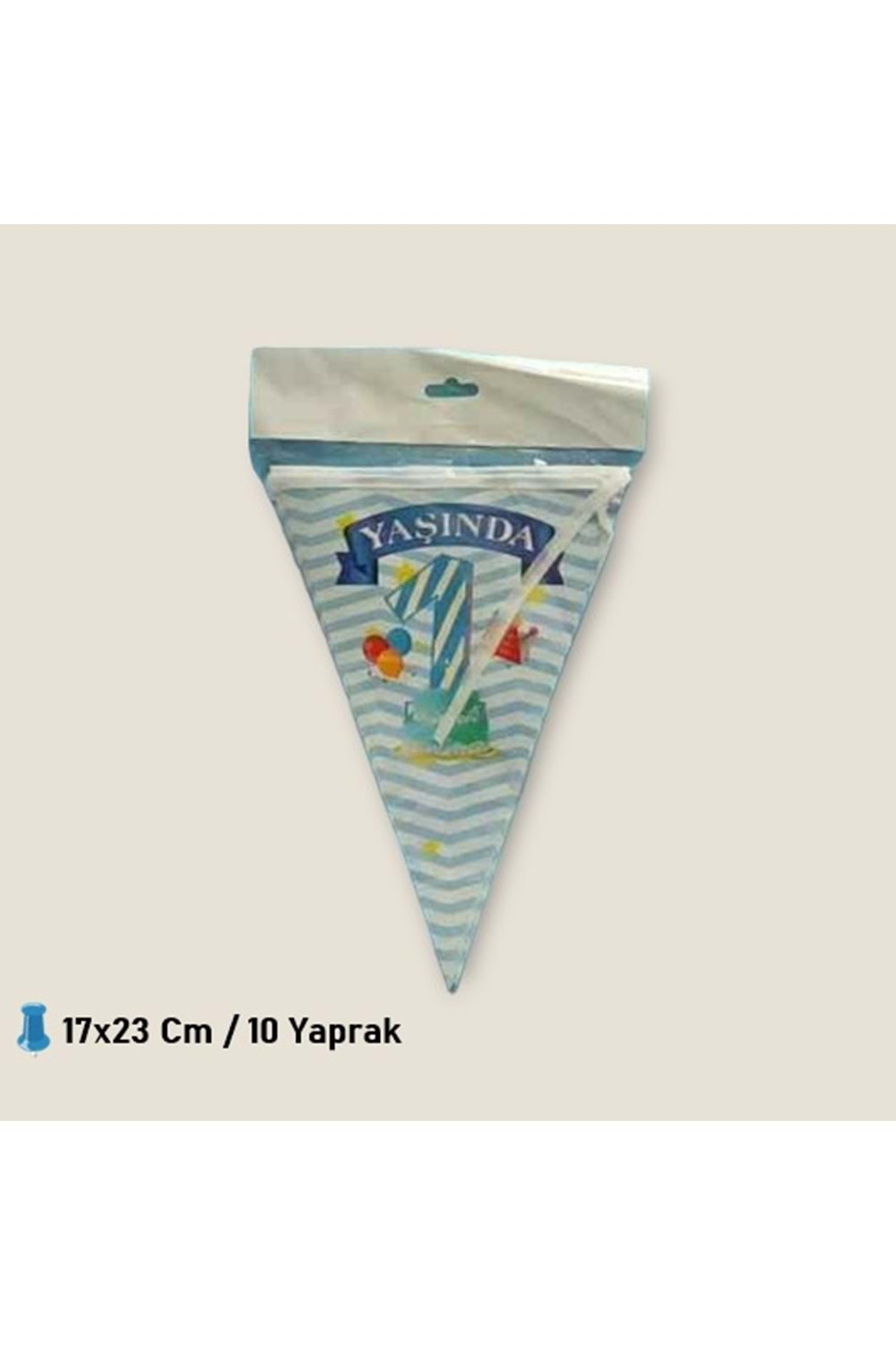 ÜÇGEN FLAMA 10 YAPRAK - 1 YAŞ ERKEK ÇİZGİLİ - 17X23 CM