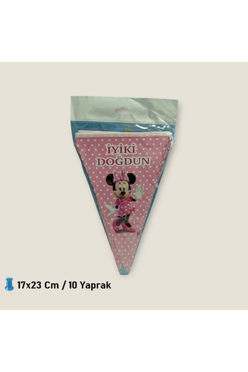 ÜÇGEN FLAMA 10 YAPRAK - MİNNİE MOUSE - 17X23 CM