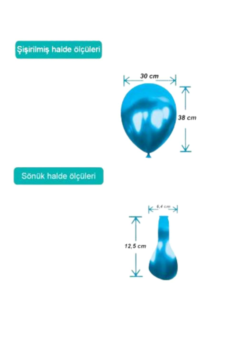 METALİK BALON - MAVİ - 12'' - 100 LÜ