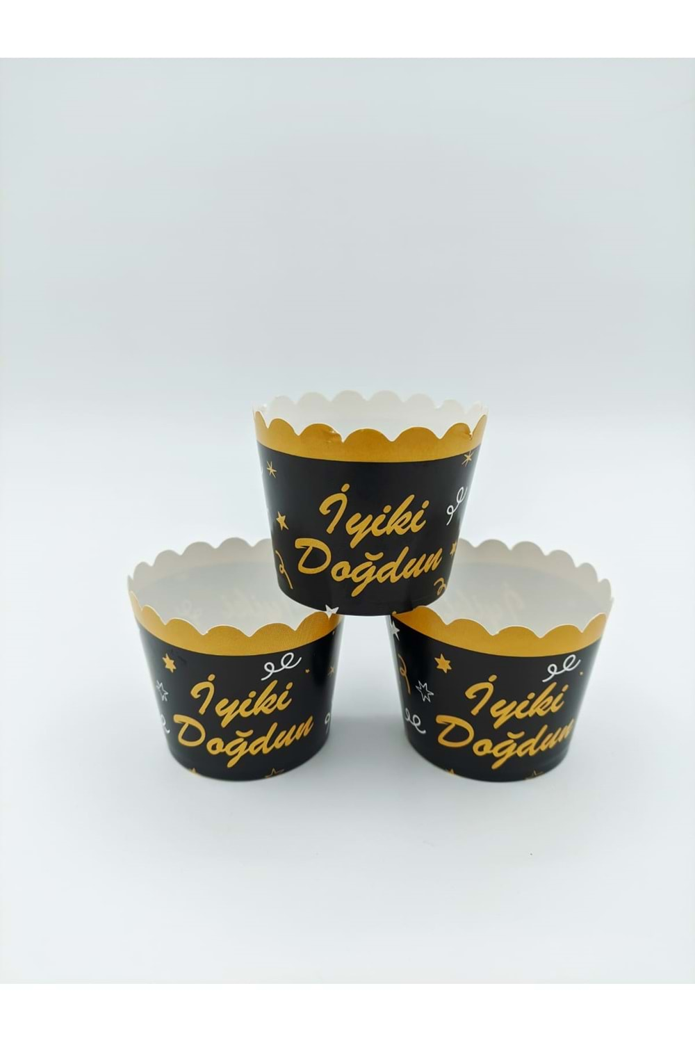 CUPCAKE KABI - 25 Lİ - İYİ Kİ DOĞDUN SİYAH - 6,5X5,5 CM