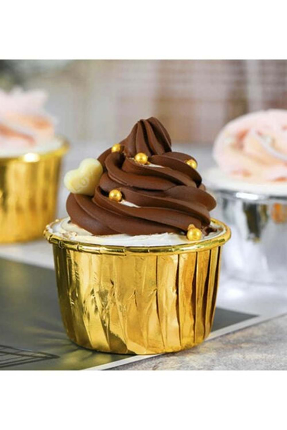 CUPCAKE KABI - METALİK - 24 LÜ - GOLD - 5,5X3,5 CM