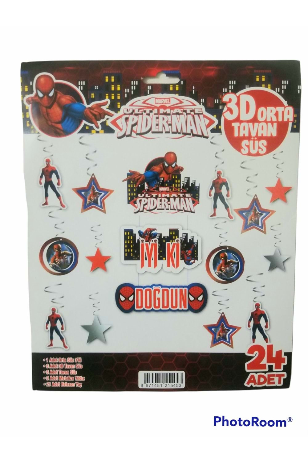 3D TAVAN SÜSÜ - 24 PARÇA - SPİDERMAN