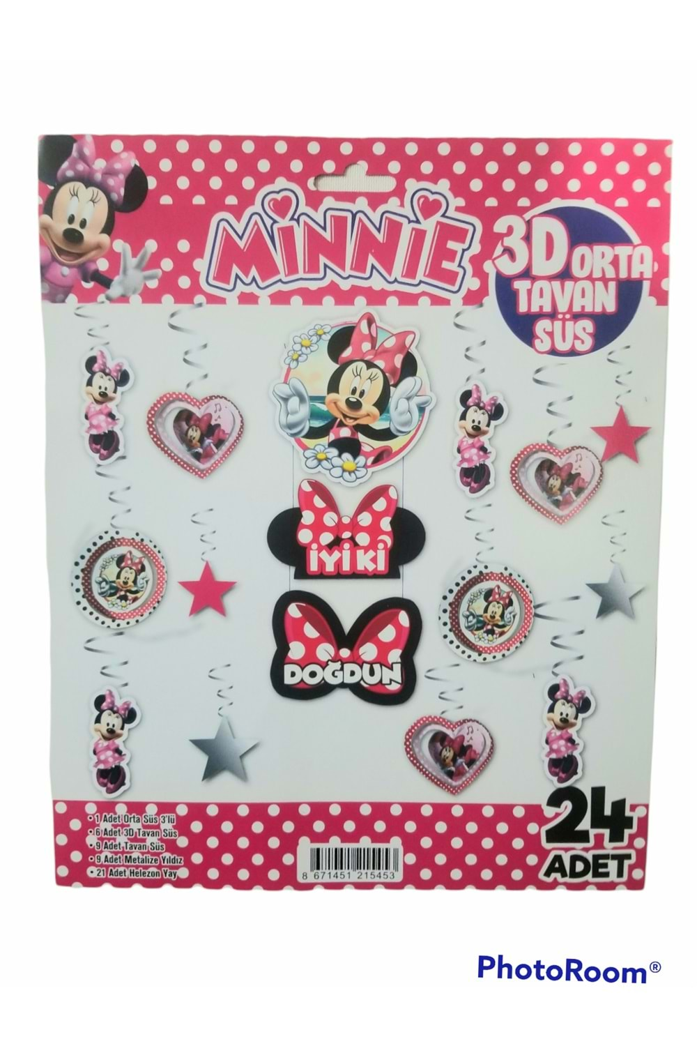 3D TAVAN SÜSÜ - 24 PARÇA - MİNNİE MOUSE