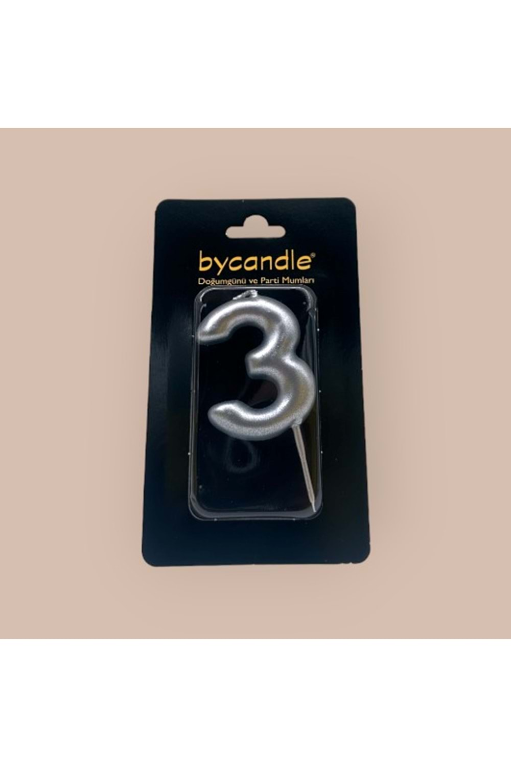 BYCANDLE - RAKAM MUM - 3 - GÜMÜŞ - 6 CM