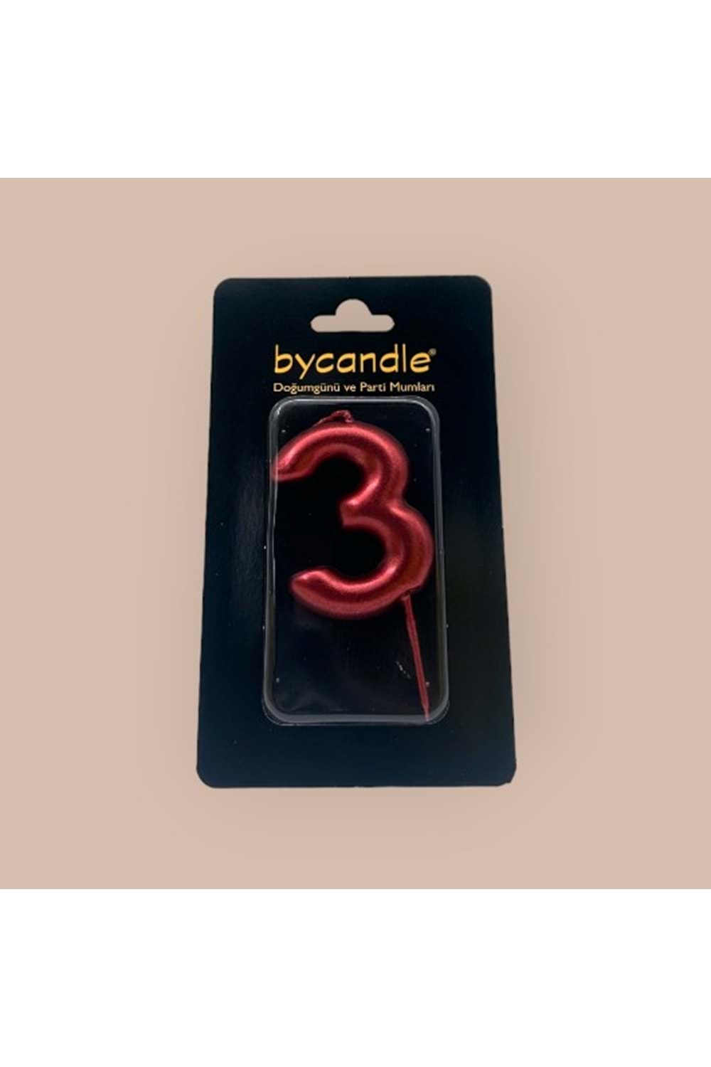 BYCANDLE - RAKAM MUM - 3 - KIRMIZI - 6 CM