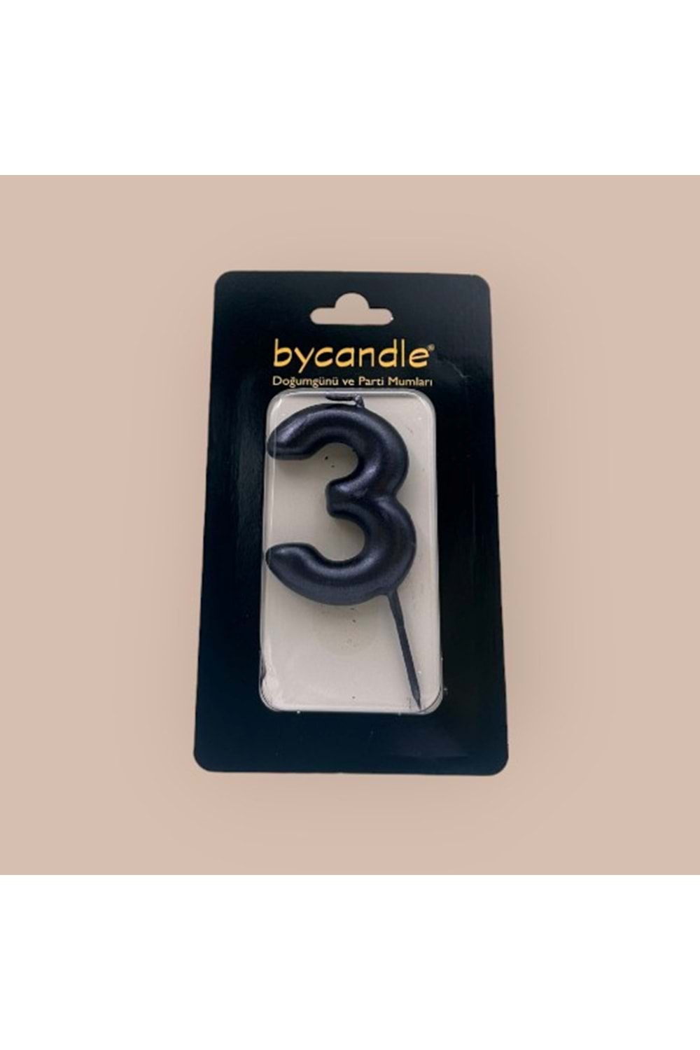 BYCANDLE - RAKAM MUM - 3 - SİYAH - 6 CM