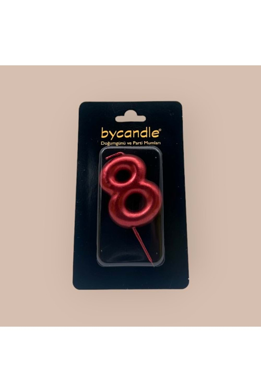 BYCANDLE - RAKAM MUM - 8 - KIRMIZI - 6 CM